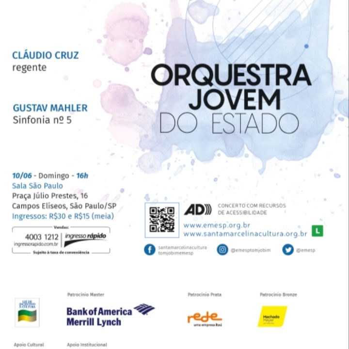 Felipe Monteiro presta consultoria em audiodescrição para a apresentação da orquestra jovem da Santa Marcelina cultura - 2019.